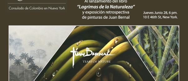 Artista colombiano Juan Bernal llega al Consulado de Colombia con su libro y exposición de pintura ‘Lágrimas de la Naturaleza’