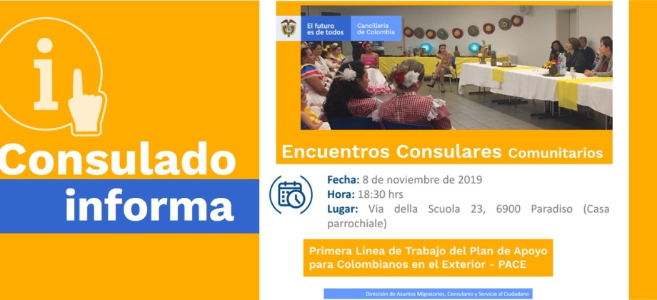 El Consulado de Colombia en Berna realizará una Encuentro Consular Comunitario el viernes 8 de noviembre de 2019
